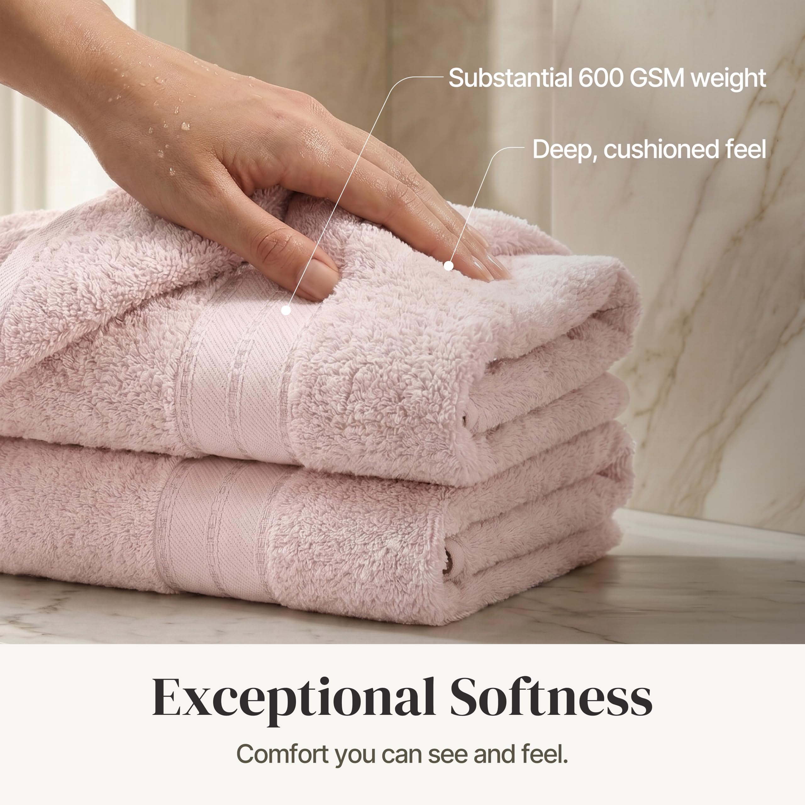 Modern Threads towels beside ruler showing size comparison and clear measurement reference