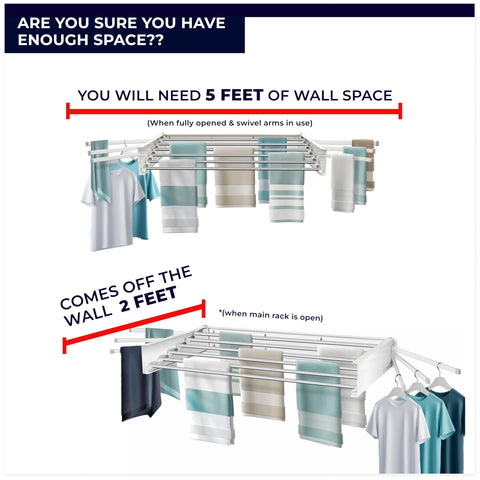 MODERN-X hanging towels and shirts in use showing increased drying capacity and organization