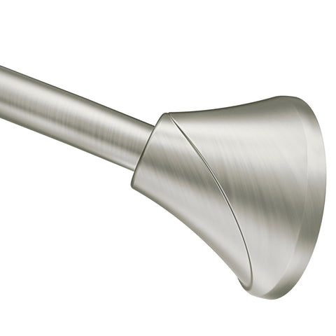 Moen curved rod front view showing clean profile and easy install benefit