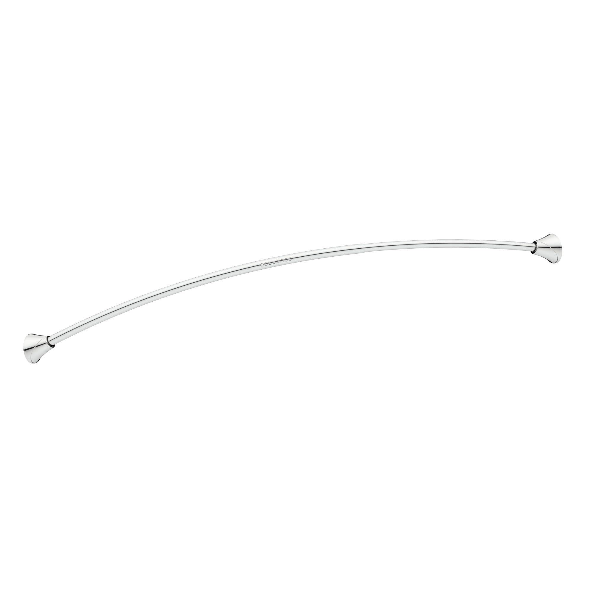 Moen curved rod flange close-up showing pivoting flange for easy alignment