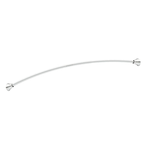 Moen curved rod flange close-up showing pivoting flange for easy alignment