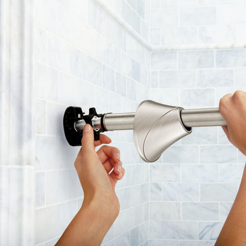 Moen wall flange detail demonstrating pivoting alignment and secure fit benefit