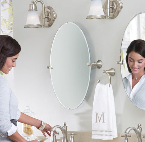 Moen Glenshire mounted above vanity demonstrating proper placement and visual balance