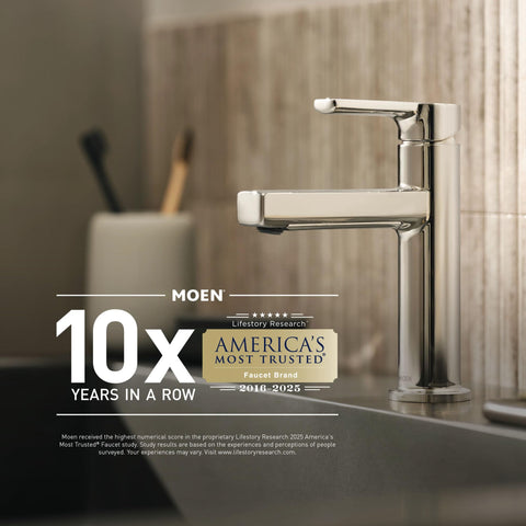 Moen lifestyle shower setting showing coordinated fixtures and comfort