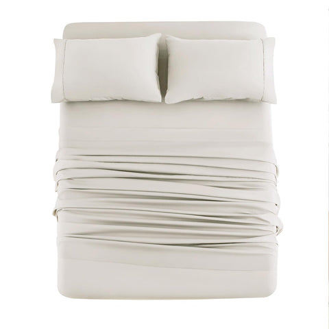 Mohap front view of queen sheet set showing neat packaging and color benefit