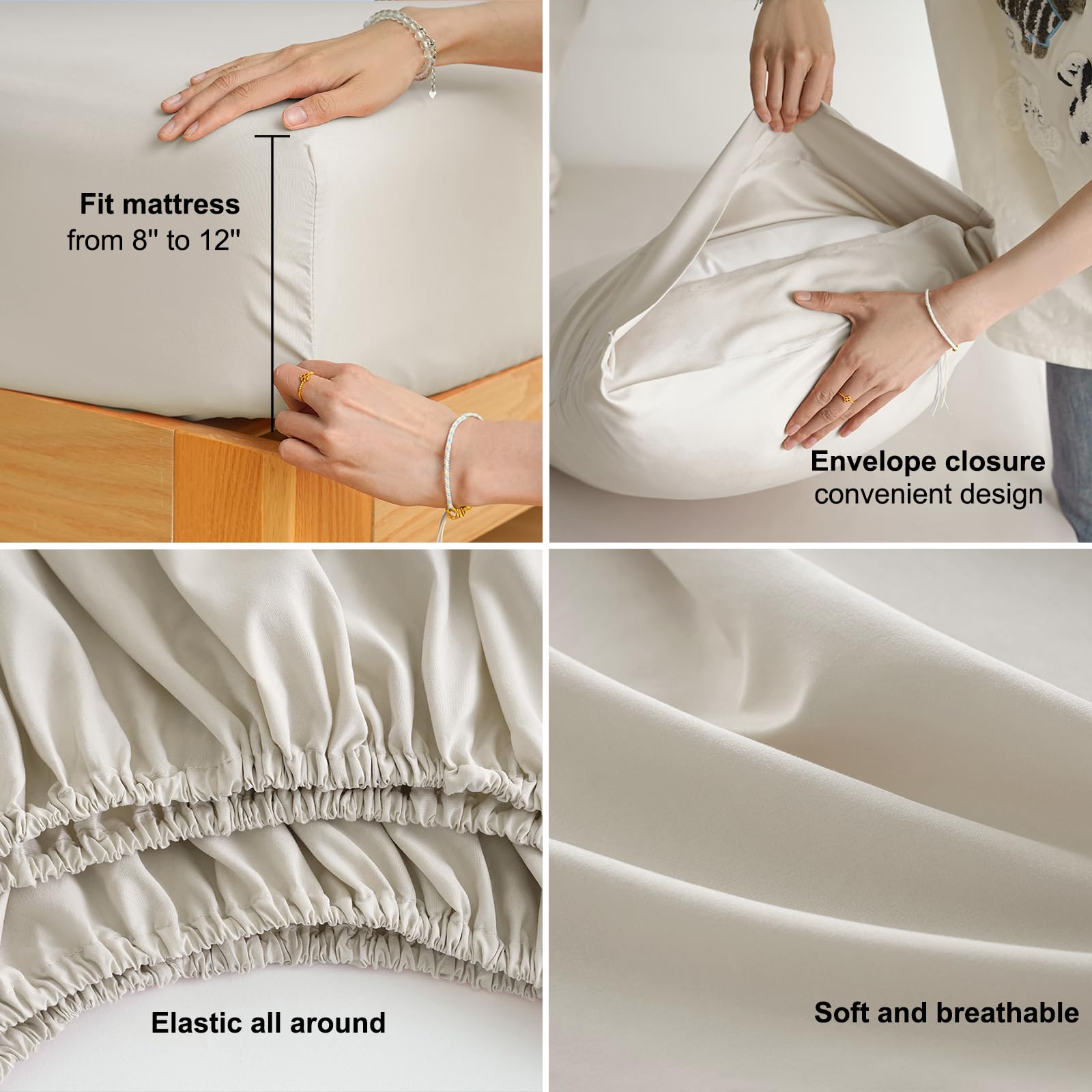Mohap close-up of fitted sheet elastic showing snug secure fit benefit