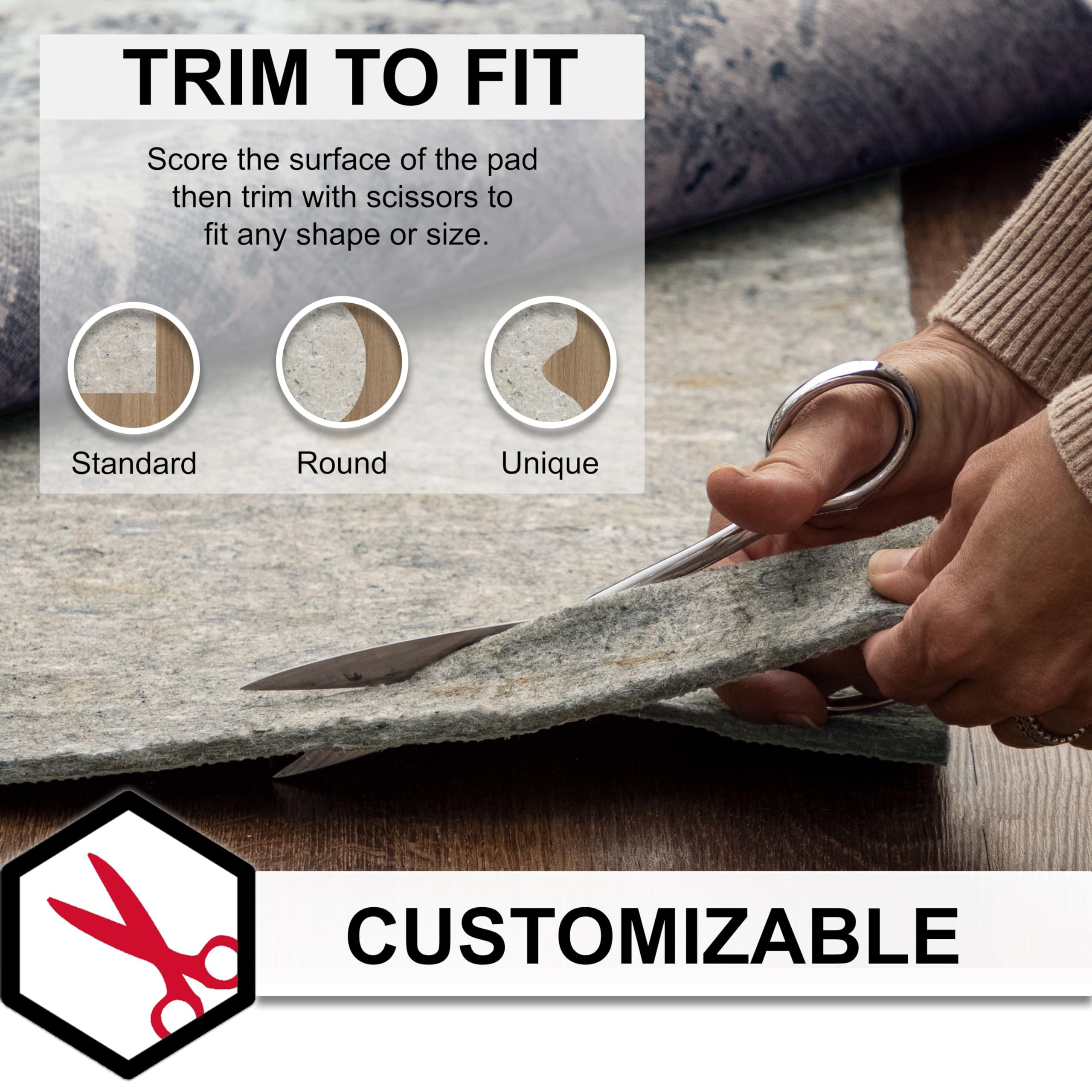 mohawk home trimmed pad demonstration for custom-fit convenience