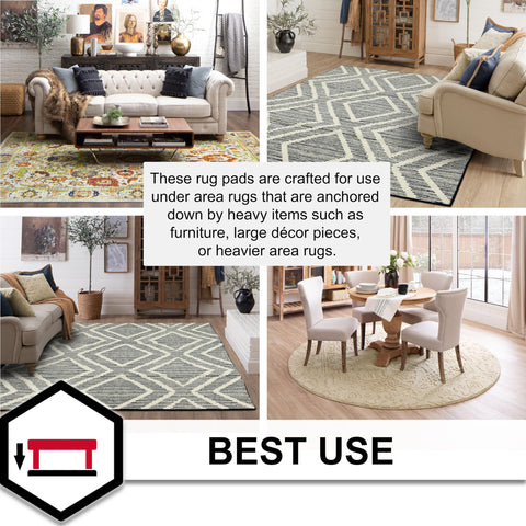 Mohawk Home pad placed under rug on hardwood protecting floor benefit