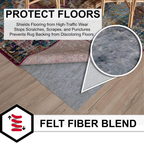 Mohawk Home rug pad under area rug in living room for stable comfort