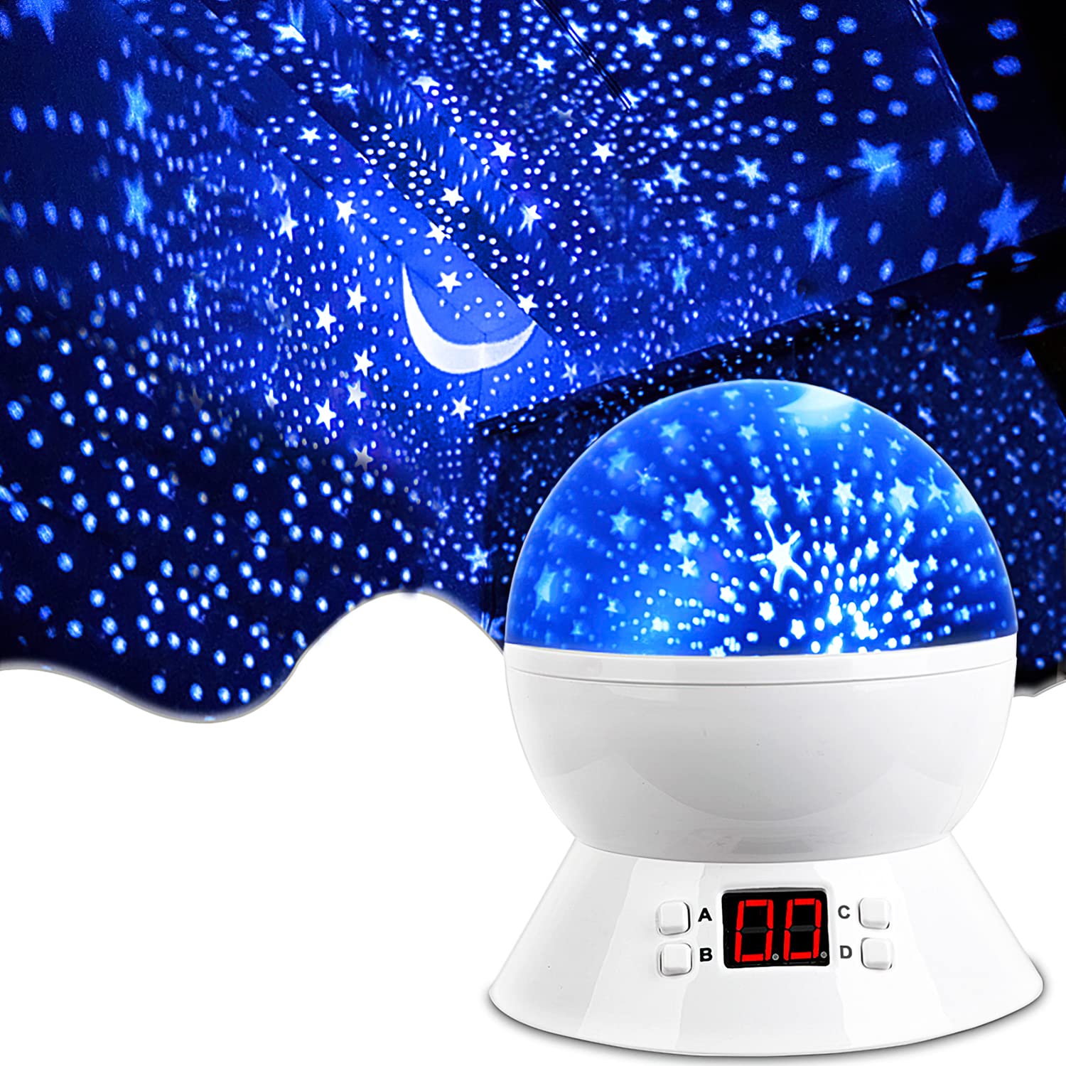 MOKOQI star projector front view showing compact design and colorful glow for easy placement