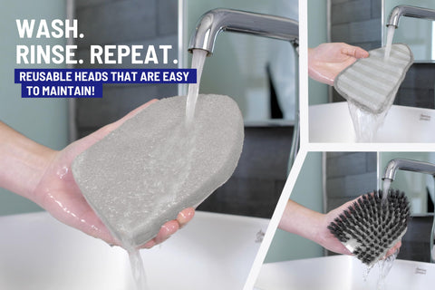 Moku Home next to shower faucet for scale and reach comparison
