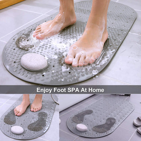 MOLFUJ installed in shower showing size and quick-drain holes for safety