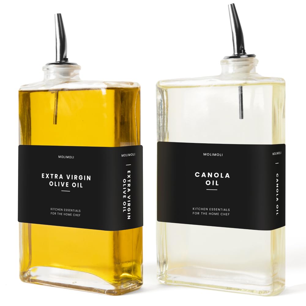 Molimoli front view of two glass bottles showing sleek modern look and organized storage