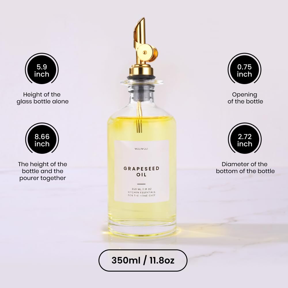 Molimoli bottle in use drizzling olive oil for precise seasoning