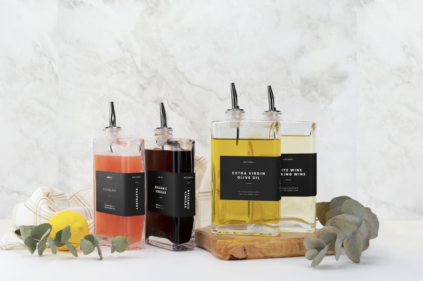 Molimoli slim glass bottle side profile highlighting minimal design for tight spaces