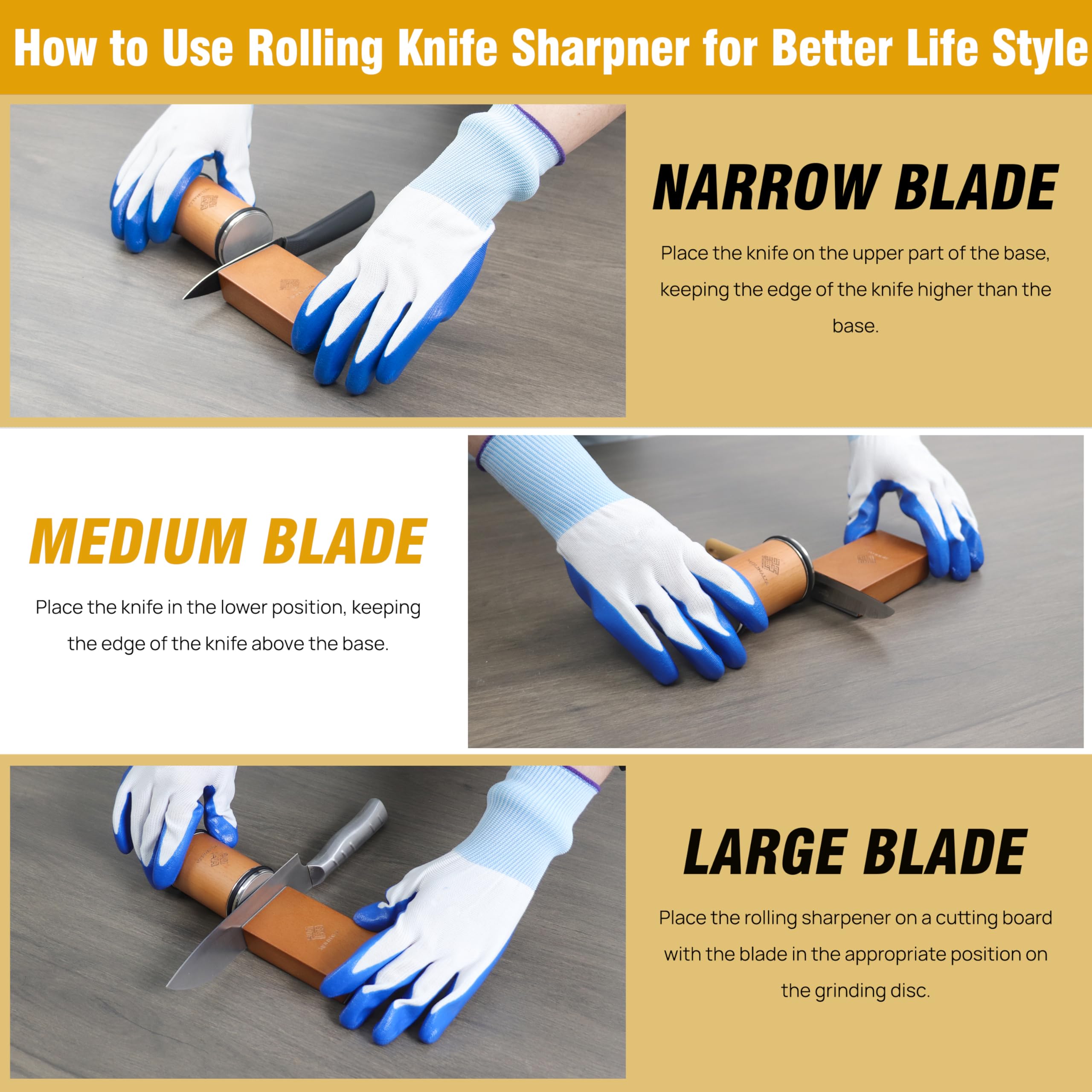 MOLINALIA sharpener in use on a kitchen knife for quick home sharpening