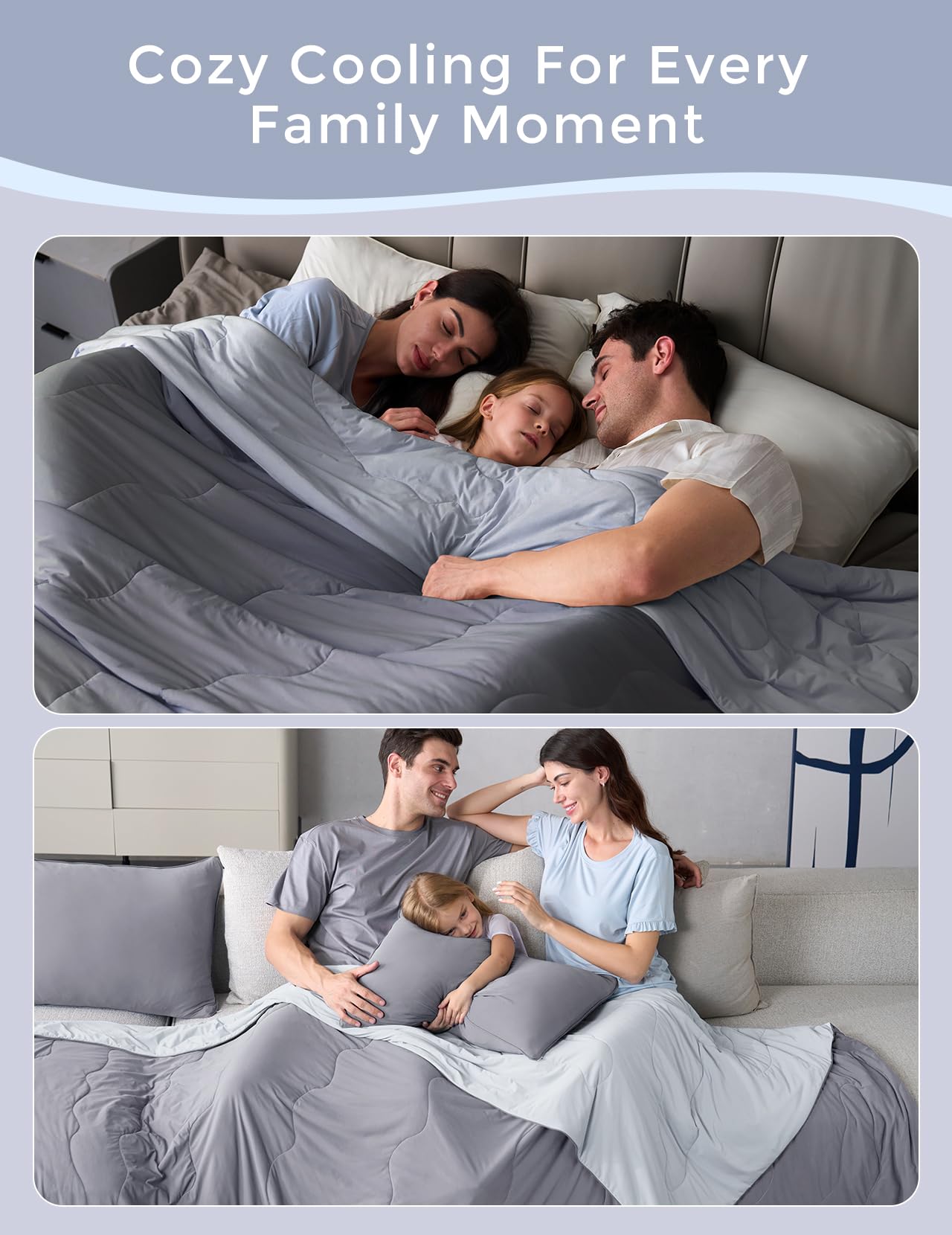 Momcozy CoolMurm with pet on bed showing pet-friendly washable design