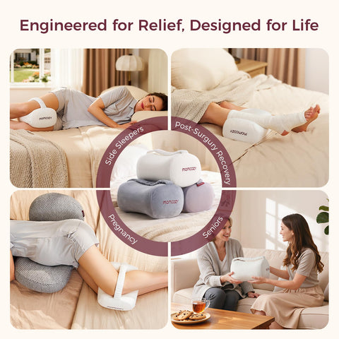 Momcozy pillow packed in travel bag for portable leg support