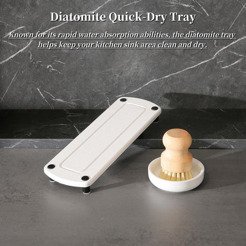 MOMEEMO ceramic brush holder with brush demonstrating upright draining and storage