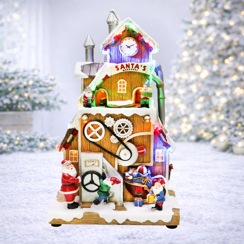 Moments in Time gears moving near elves showing animated mechanical motion