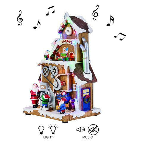 Moments in Time lit at night with multicolored LEDs creating warm ambiance