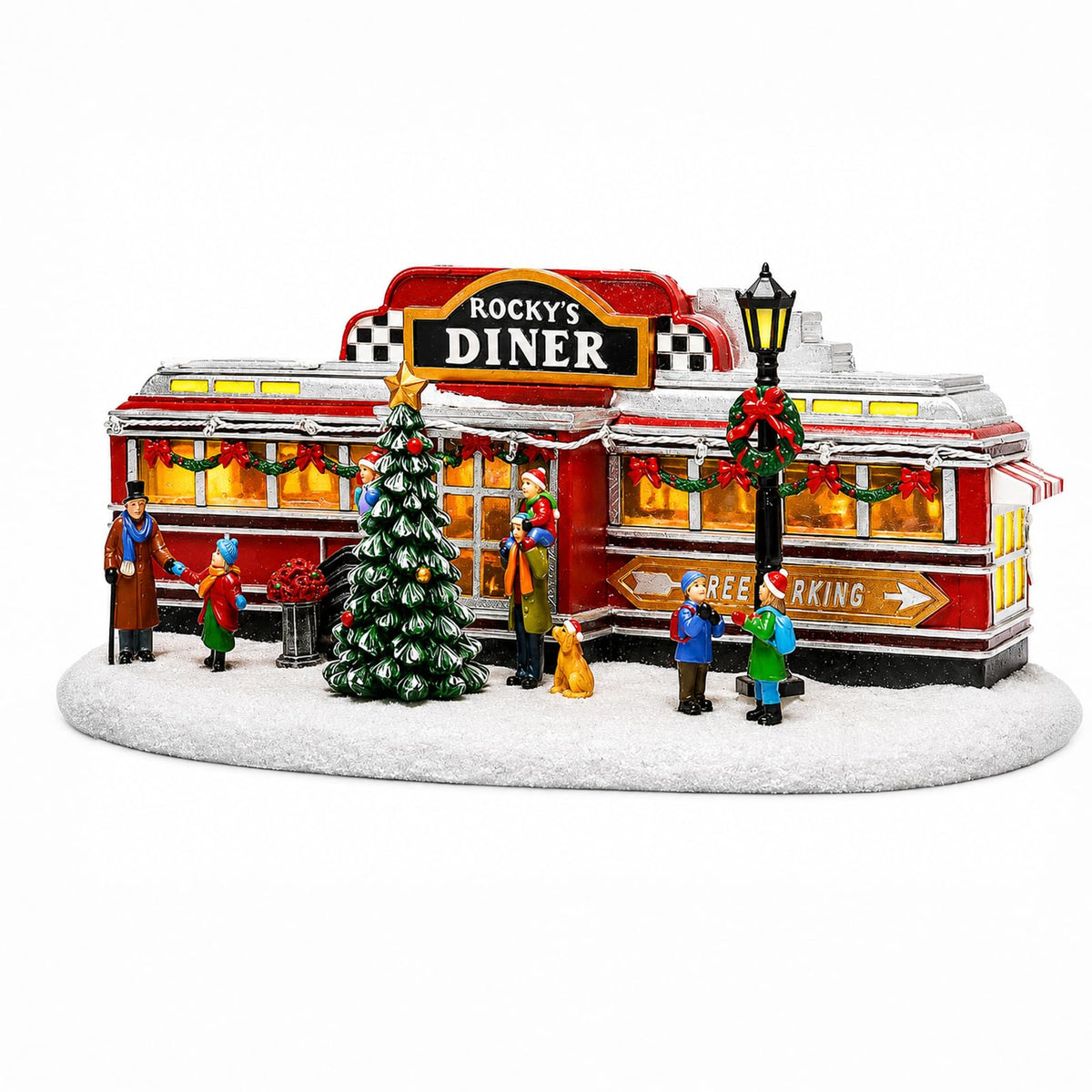 Moments in Time front view of Rocky's Diner showing nostalgic diner benefit ambiance