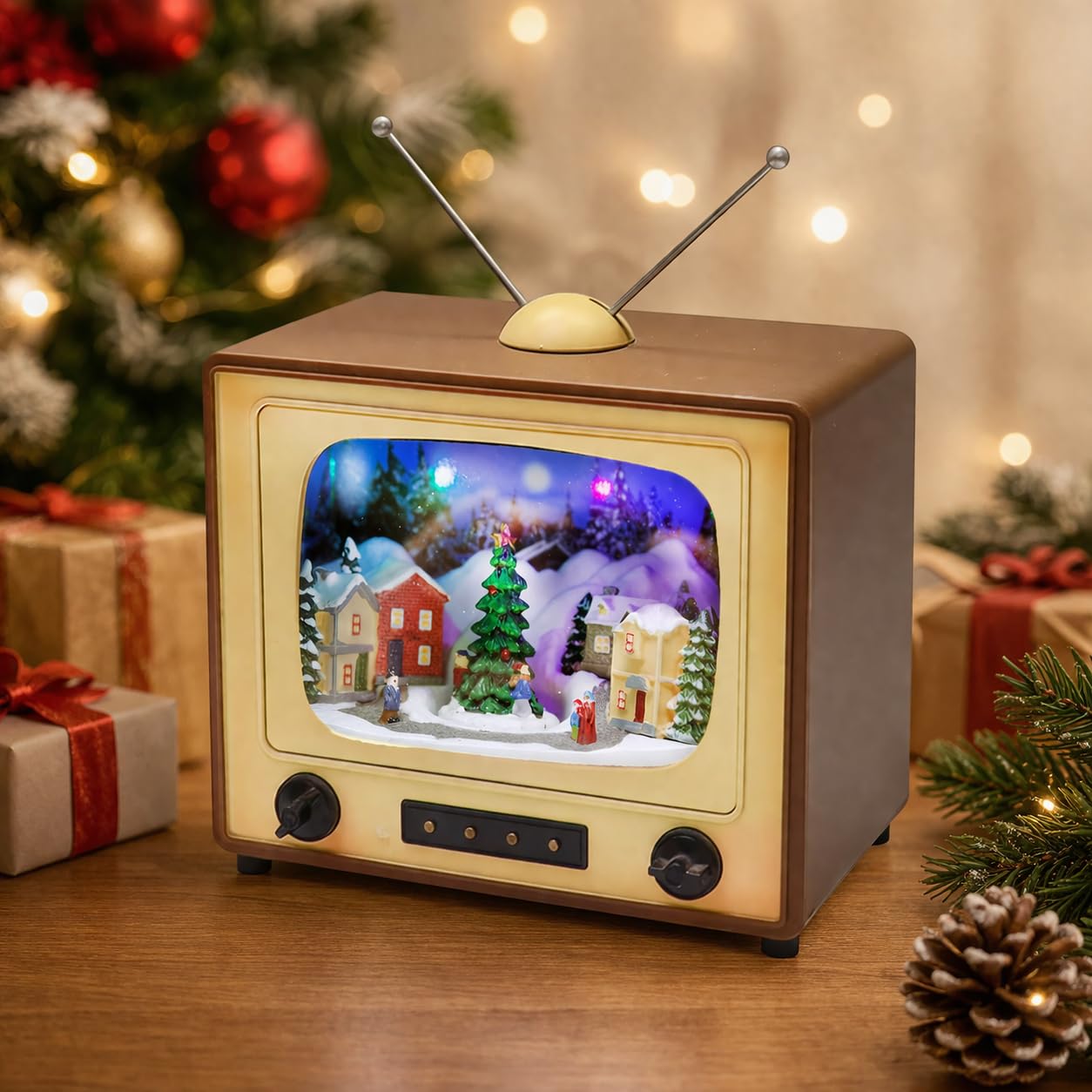 Moments in Time rotating tree captured in motion adding dynamic holiday atmosphere