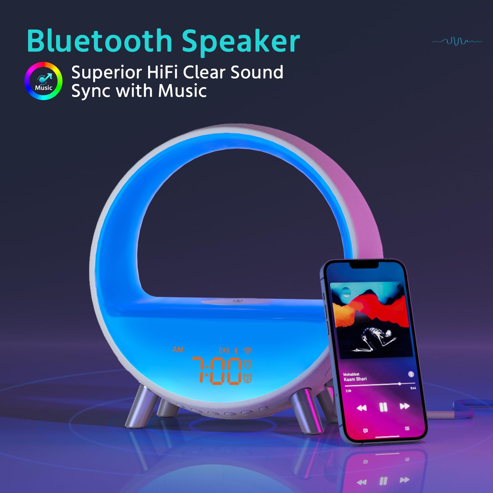 MOMILLA playing Bluetooth audio, adds bedside music without extra speakers