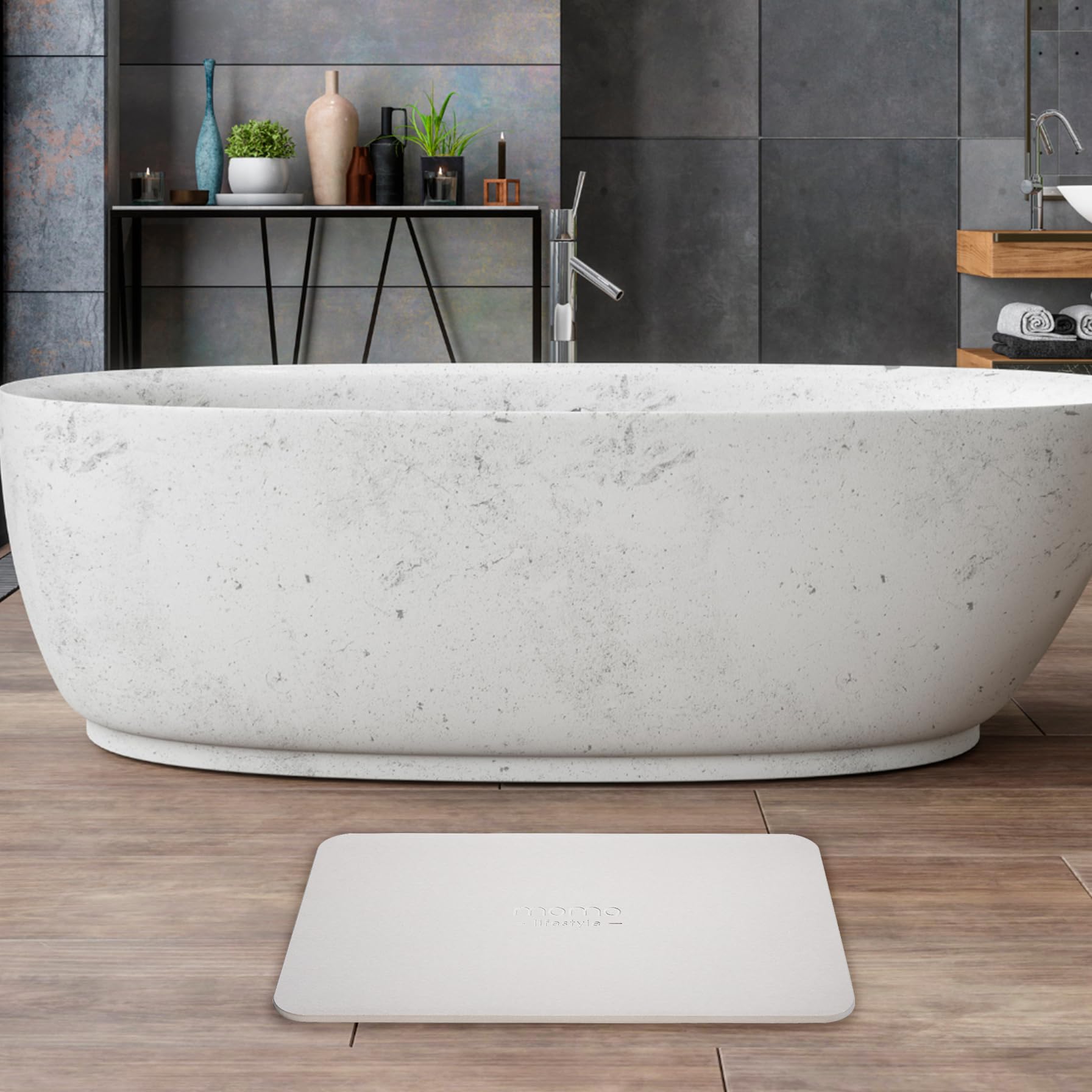 Momo Lifestyle mat with a foot to show scale and usable surface area