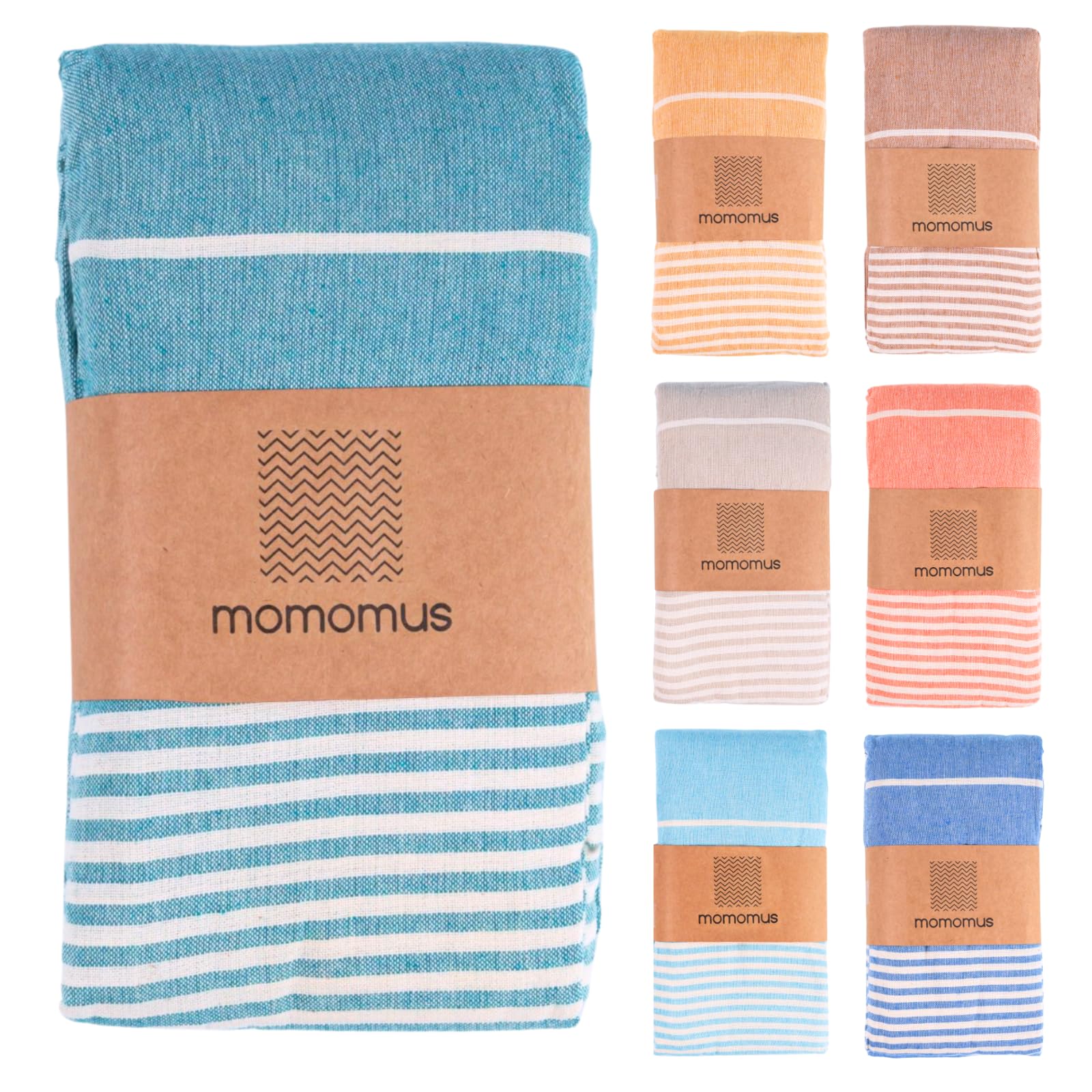 MOMOMUS front view of folded blanket showing compact carry convenience