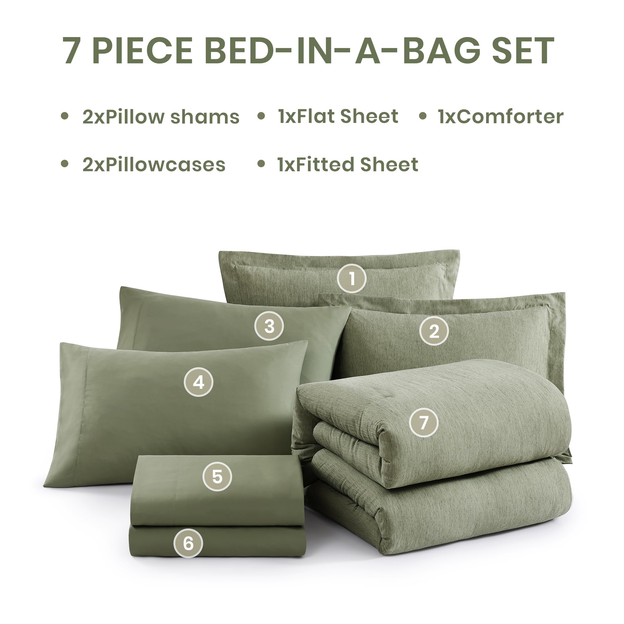 Monbix bedding in a styled bedroom demonstrating calming sage color and modern decor