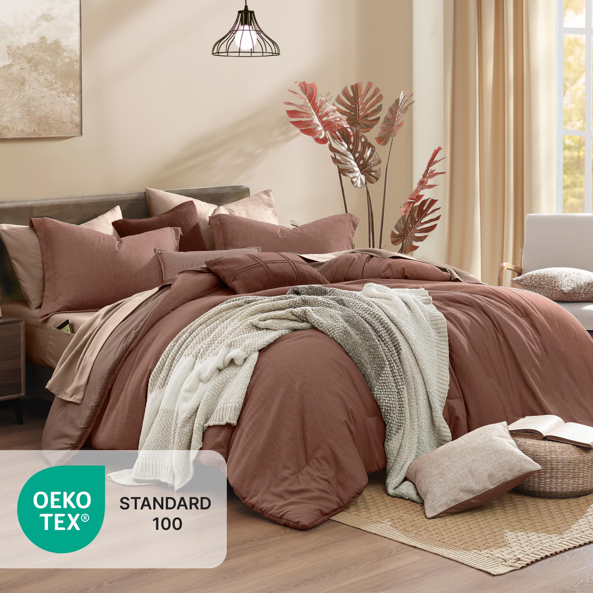 Monbix comforter draped on queen bed demonstrating all-season breathability