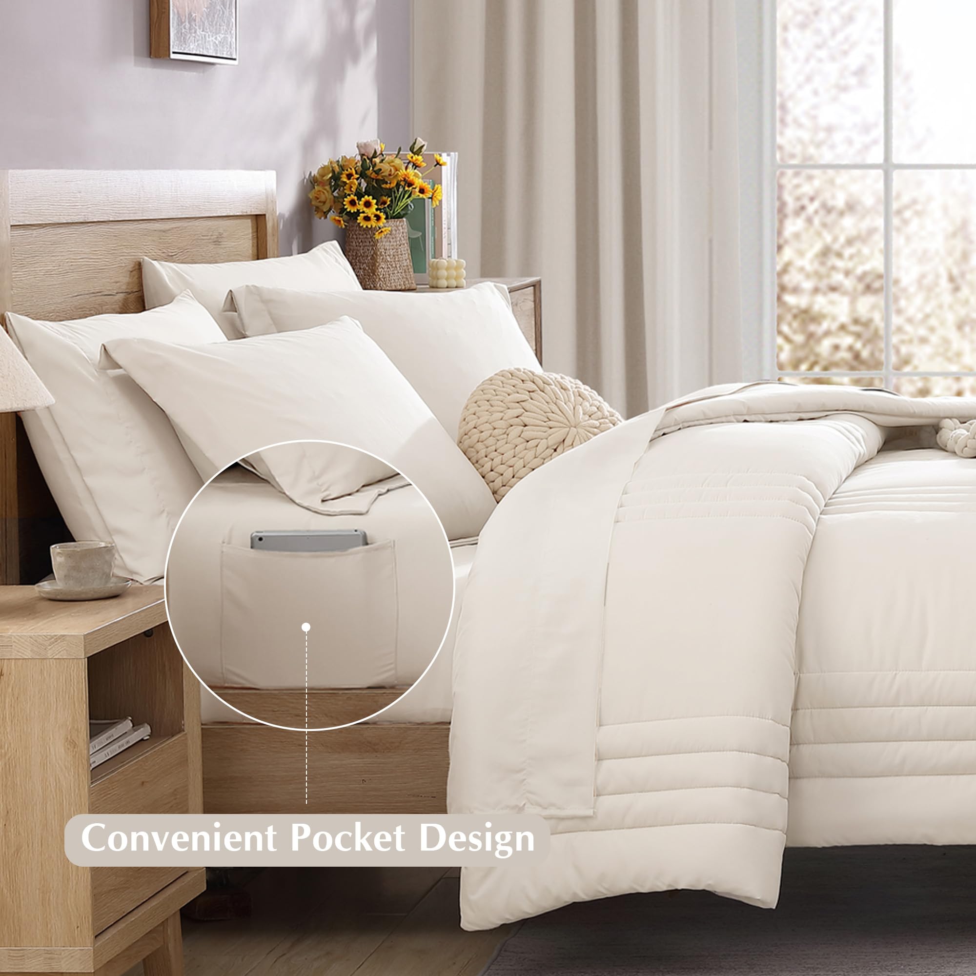 Monbix comforter filling closeup showing plush loft and soft texture