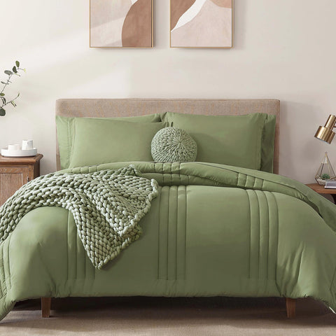 Monbix front view of queen comforter set showing full bed coverage and cozy look