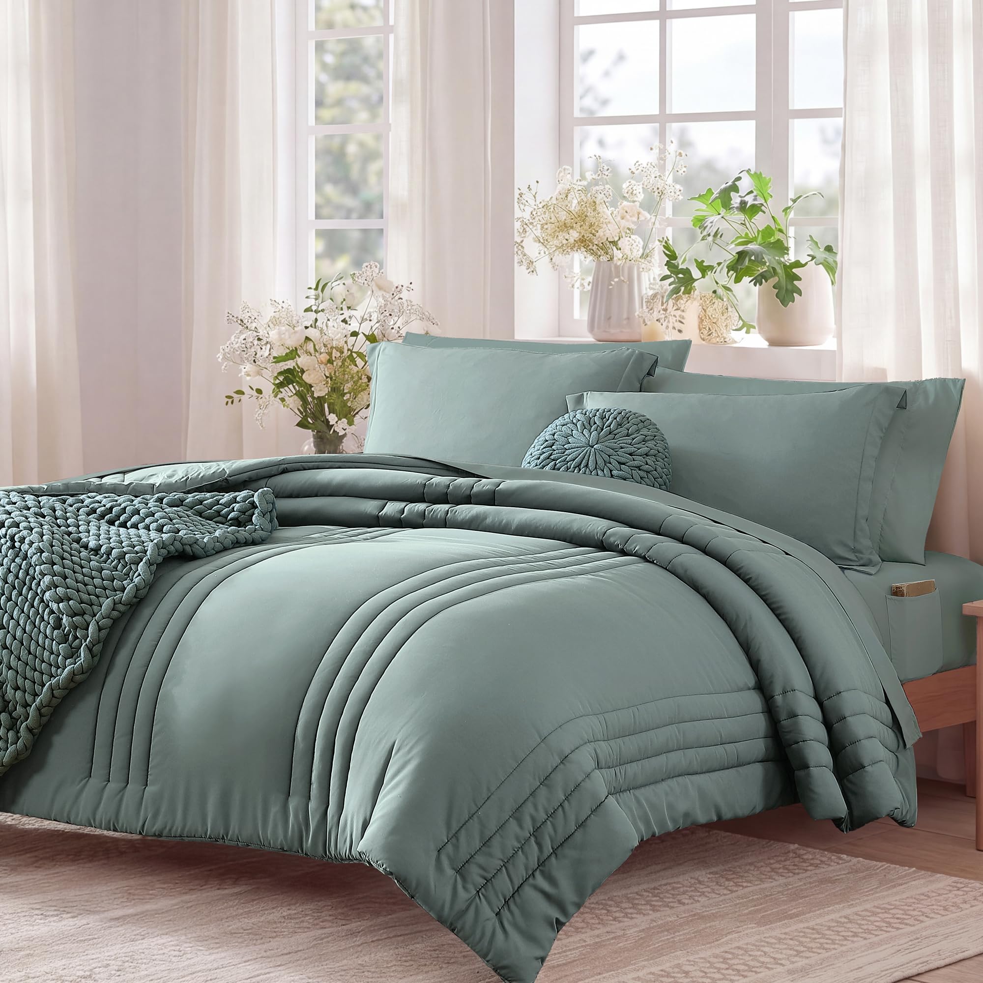 Monbix close-up of comforter texture revealing soft fill and cozy feel