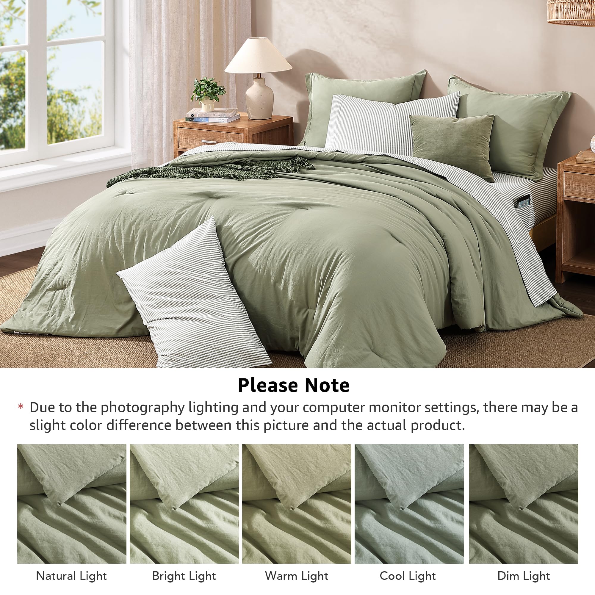 Monbix comparing queen bedding on mattress, reveals correct size and full coverage
