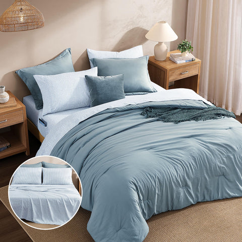 Monbix fitted sheet detail on mattress demonstrating secure fit and deep pockets