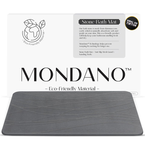 Mondano front view of stone bath mat showing clean modern look and fast drying