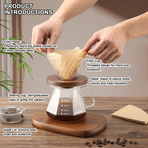 Mongdio close-up of V-shaped spout and thick handle for precise comfortable pouring