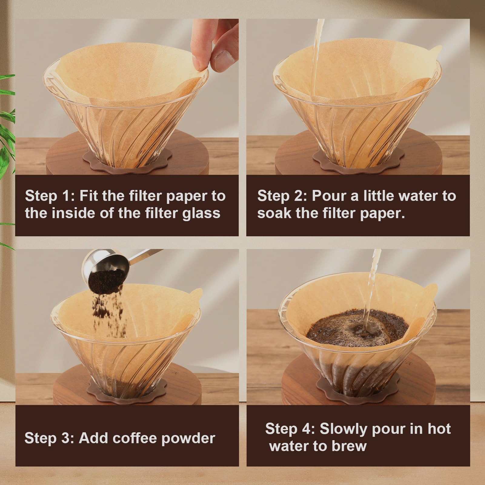 Mongdio assembled dripper with paper filters ready to brew for immediate use