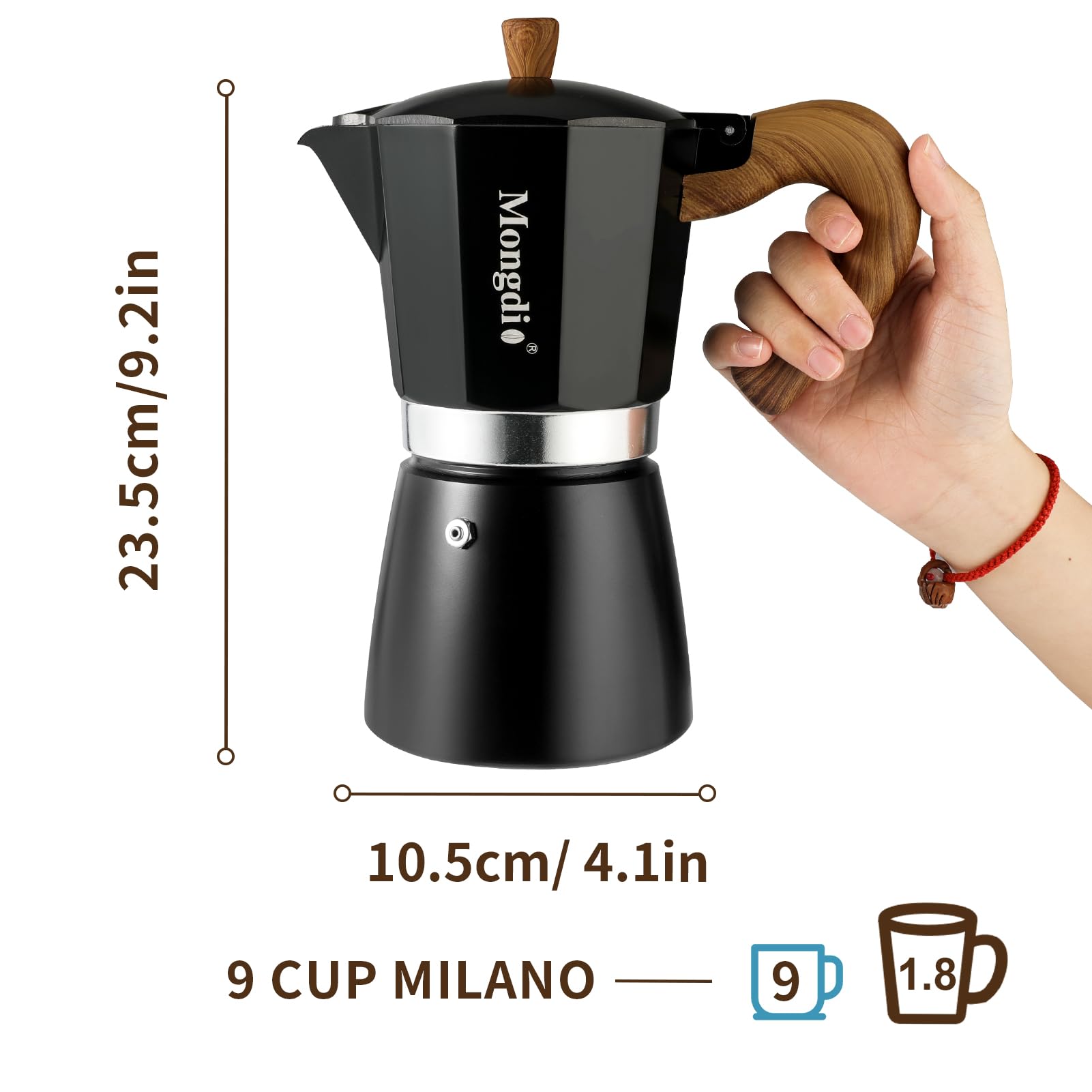 Mongdio side profile on stovetop demonstrating compact footprint and even heat