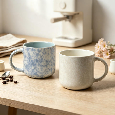 MONITO mug with hand for size comparison illustrating true 12oz capacity