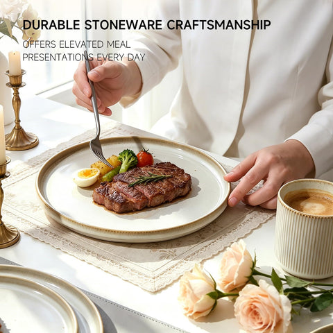 MONITO full table setting with plates bowls and mugs creating stylish presentation