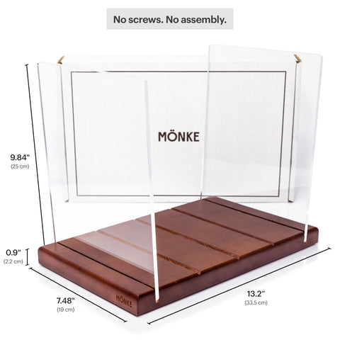 MÖNKE label and finish close-up revealing polished brown tone and quality