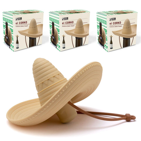 Monkey Business Elcorko front packaging showing three sombrero stoppers and colors, playful storage