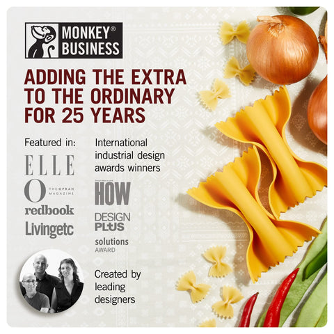 Monkey Business kitchen scene with tools displayed adding charm and functional convenience