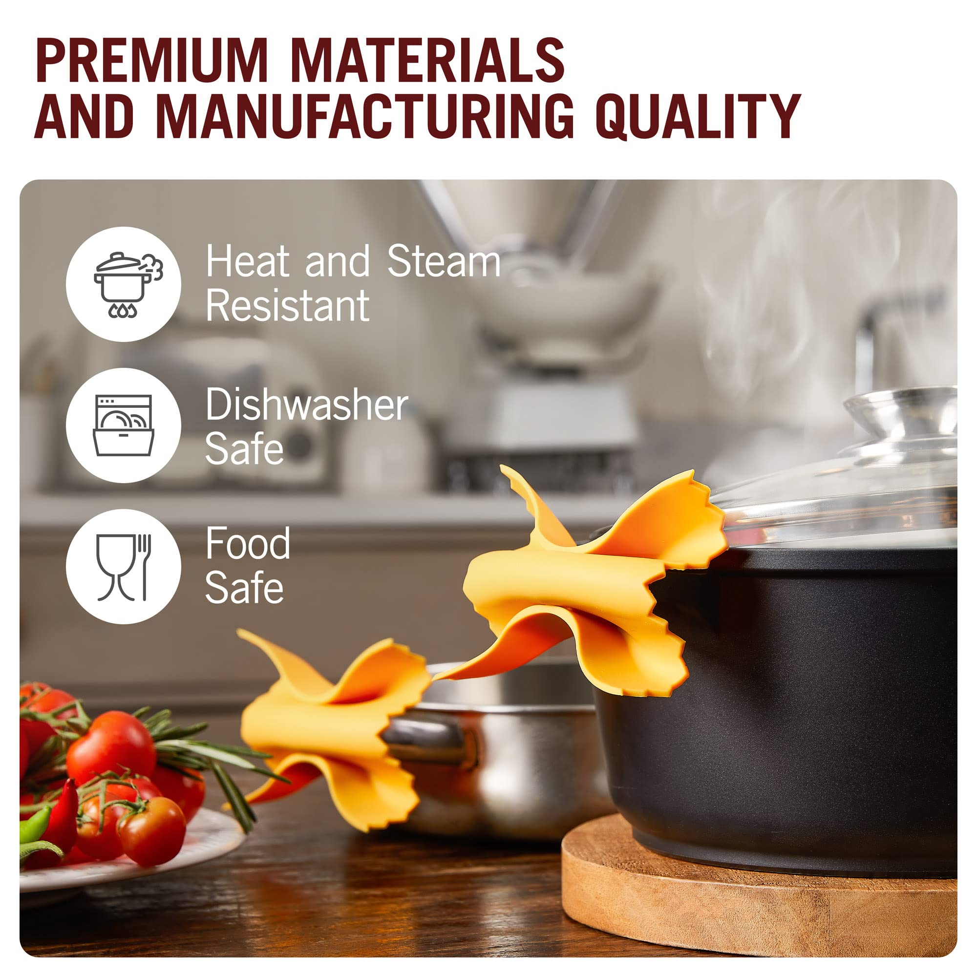 Monkey Business penne sleeves fitted on pan handle offering heat protection and secure grip