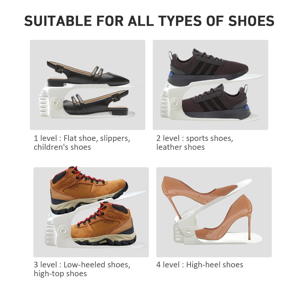 Monlity installed in closet keeping shoes organized and expanding shelf capacity