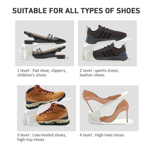 Monlity installed in closet keeping shoes organized and expanding shelf capacity