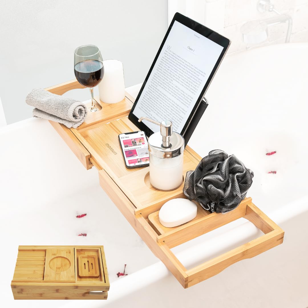 Monsuri front view showing tray and stable platform for organized baths